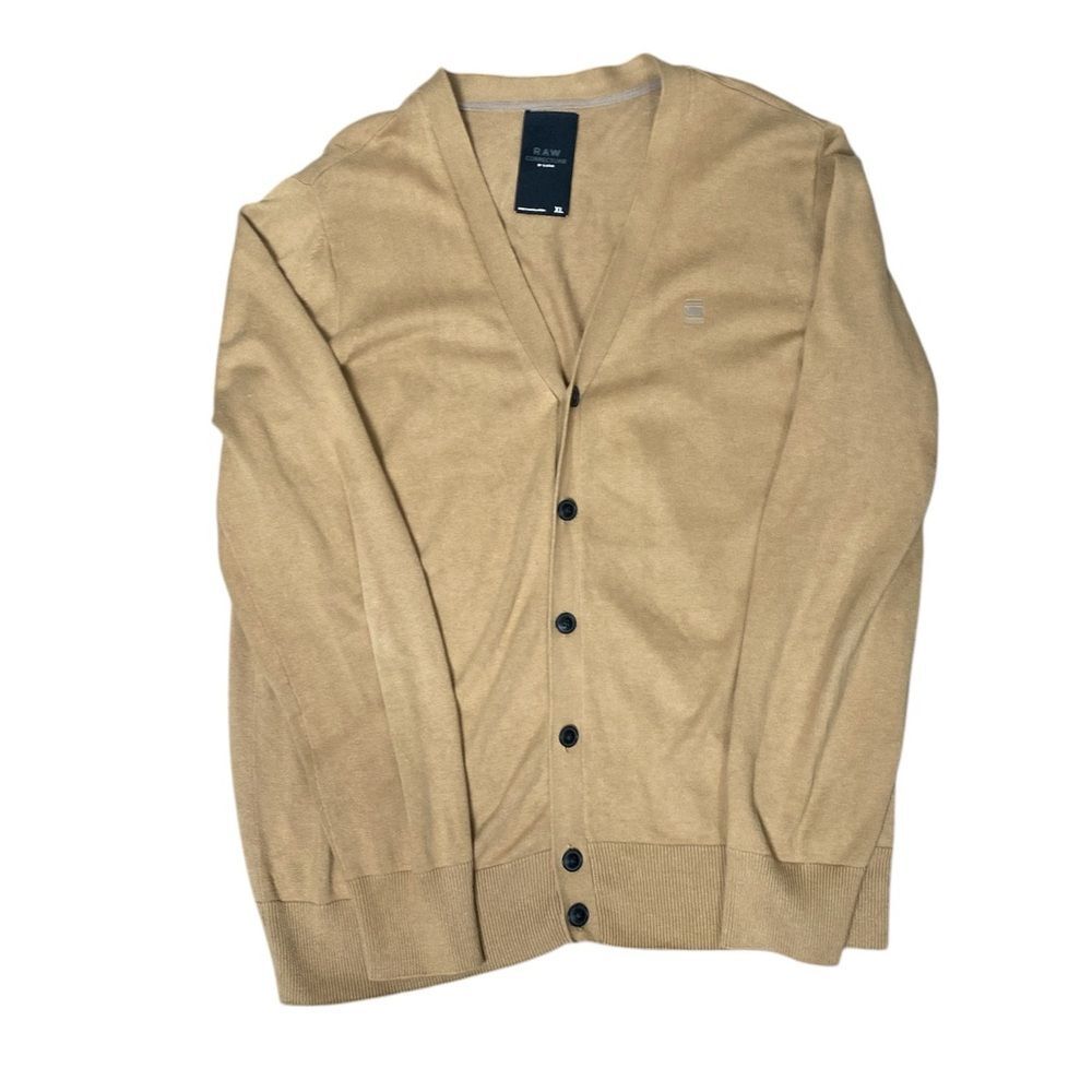 G-Star RAW Correctline Cardigan Sweater | Men's XL | Tan Button Front